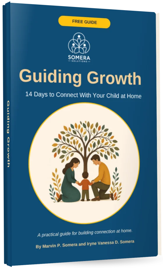 Cover of the free guide Guiding Growth: 14 Days to Connect With Your Child at Home, by Marvin P. Somera and Iryne Vanessa D. Somera.
