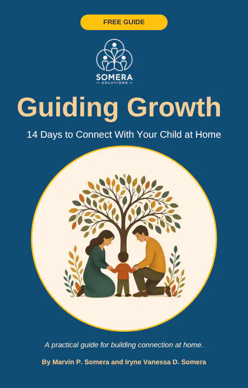 Cover of the free guide Guiding Growth: 14 Days to Connect With Your Child at Home, by Marvin P. Somera and Iryne Vanessa D. Somera.