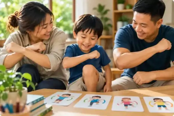 Our family learning together at home
